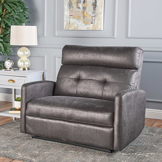 Hana Plush Cushion Tufted Back Loveseat Recliner